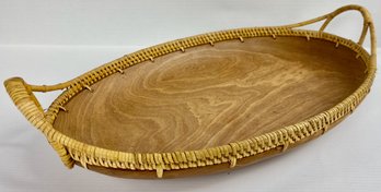 Vintage Wood And Woven Tray