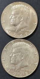 2 Forty Percent Silver Kennedy Half Dollars 1967, 1958-D