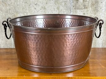 A Large Hammered Copper Vessel - Great For Kindling Or Cooling Drinks!