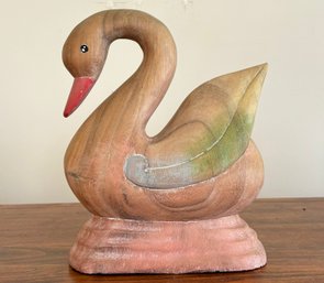 A Carved Wood Swan