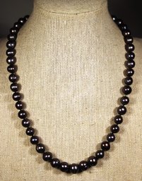 Fine Cultured Pearl Necklace Dark Color Having Fancy Filigree Clasp In Silver