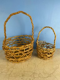 2 Piece Vintage Wicker Baskets