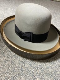 NEVER USED Vintage Dobbs Fifth Ave. Bowler/Derby Hat #2 (Light Grey/Black Accent)