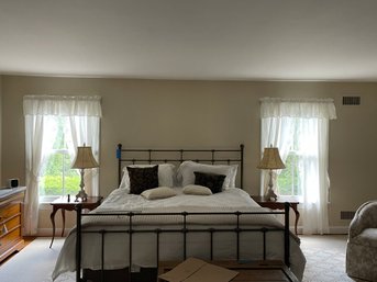 Pair Of White Window Treatments Panels And Valence