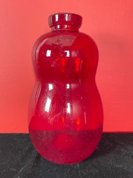 Red Glass Bulb Vase