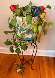 Pathos House Plant With Iron Base Stand