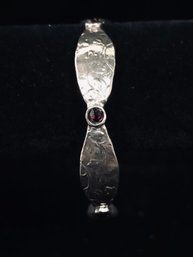 Nwot Or Paz Sterling Silver 925 Garnet Leaves Bangle Bracelet 389