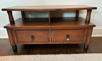 A Vintage Turned Pine Media Console Or High Coffee Table