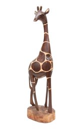 Wood Hand Carved Giraffe From Zimbabwe