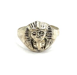 Vintage Sterling Silver Egyptian Pharaoh Ring, Size 6