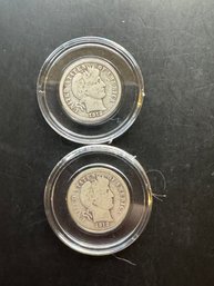 2 Barber Silver Dimes 1912, 1912-D