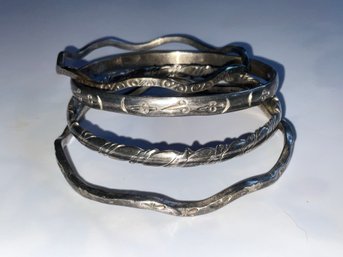 Lot Of 4 Sterling Vintage Bangles