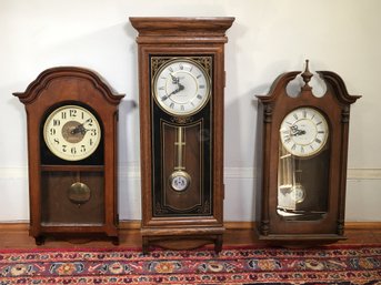 Lot Of Three (3) Wall Clocks - Two By HOWARD MILLER  - One By VERSAILLES With Wesminster Chime - ONE LOT !