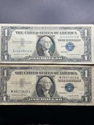 2 $1 Silver Certificates 1957-A, 1957-B