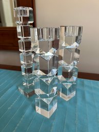 Lot Of Three Crystal Candlestick Holders
