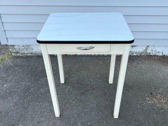 Small One Drawer Enamel Top Table