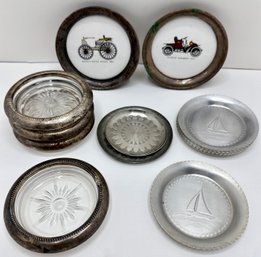 15 Vintage Coaster In 5 Styles: Vintage Cars, Silver Plate, Sailboats & Pewter From Denmark