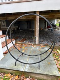 Mid Century Ring Iron Fireplace Log Holder