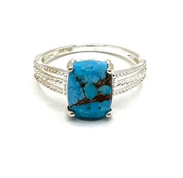 Vintage Sterling Silver D'Joy Designer Turquoise Color Ring, Size 7.8