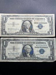 2 $1 Silver Certificates 1957-A, 1957-B