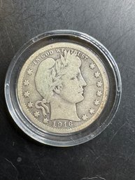 1916-D Barber Silver Quarter