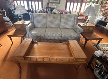 Vintage Solid Maple Double Box Coffee Table With Two Side Matching Tables