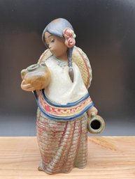 Lladro Figurine -mexican Girl. 7' Tall