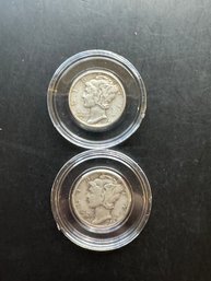 2 Mercury Dimes 1940, 1940-D