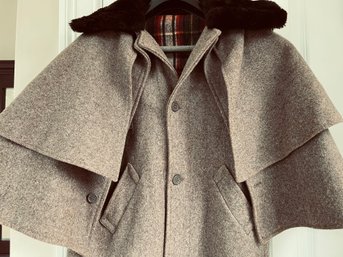 Custom Made Wool Ulster / Inverness Cape Coat - Brown