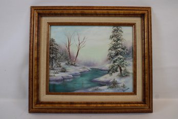 Signed And Framed Oil On Canvas A Winter Day By Bess Iassogna