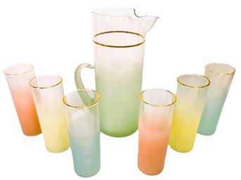 Mid Century Pastel Blendo Cocktail Pitcher & Glassware Set