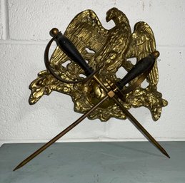 Awesome Brass Eagle With Removable Crossed Swords