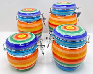 4 Piece Condo Ceramic Hand-painted Canister Set