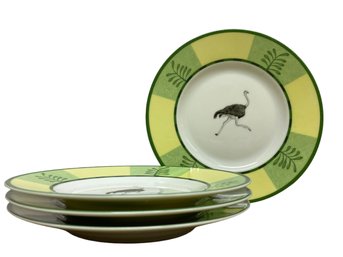 Set Of 4 HERMES Porcelain Bread Plates In The Green Africa Pattern