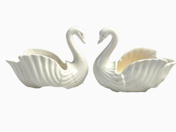 Pair Of Napcoware Porcelain Swan Trinket Dishes