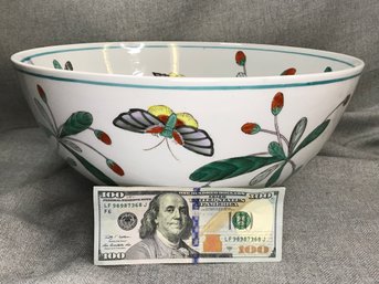 Gorgeous HUGE Huge Decorative Porcelain Bowl With Butterflies From Lord & Taylor - Amazing Condition !