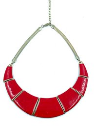 Chunky Red & Gold Bib Style Necklace