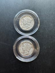 2 Mercury Dimes 1942, 1942-D