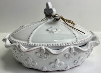 Fleur-de-Lis Decorated Baked Cheese Dish By Mud Pie