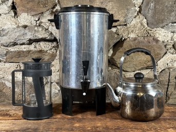 Coffee & Tea Essentials: French Press, 30-Cup Percolator & Kettle
