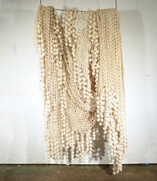 A Vintage Macrame Piano Shawl Or Twin Bed Throw