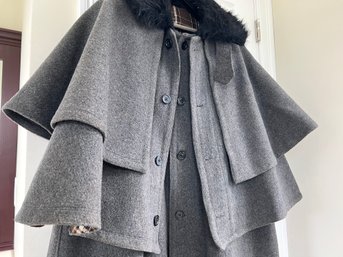 Custom Made Men's Wool Ulster / Inverness Capote Coat Grey
