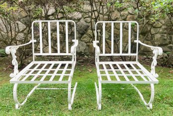 Pair Of Vintage Wrought Iron Patio Chairs