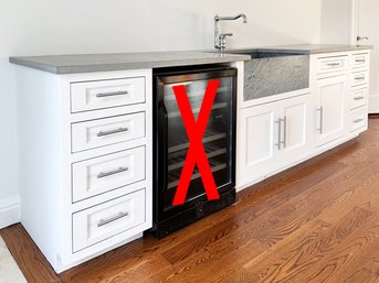 A Run Of Modern Pantry Or Bar Cabinets With Inset Soapstone Farmhouse Sink, Kallista Faucet,Soapstone Counters