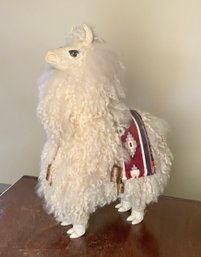 Vintage Wool Llama/Alpaca Statue ~ Real Fur ~