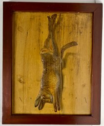 Vintage Hunting Game Art - Wooden Relief - Dead Rabbit - 16 1/4 X 19 7/8 -