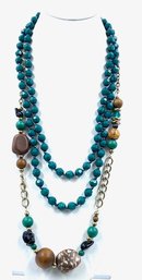 Pairing Of 2 Earth Tone Necklaces - Evergreen