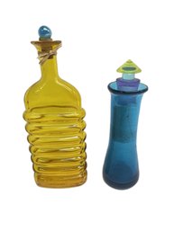 Two Colorful Glass Bottles