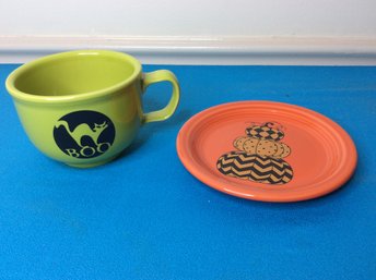 Fiestaware Halloween Themed Mug And Appetizer Plate