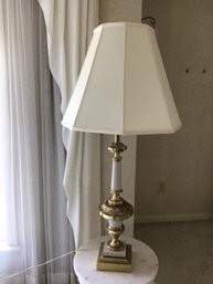 Mid Century Brass And White Table Lamp